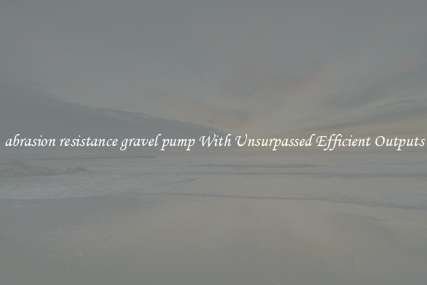 abrasion resistance gravel pump With Unsurpassed Efficient Outputs