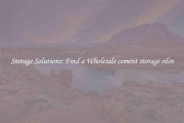 Storage Solutions: Find a Wholesale cement storage silos